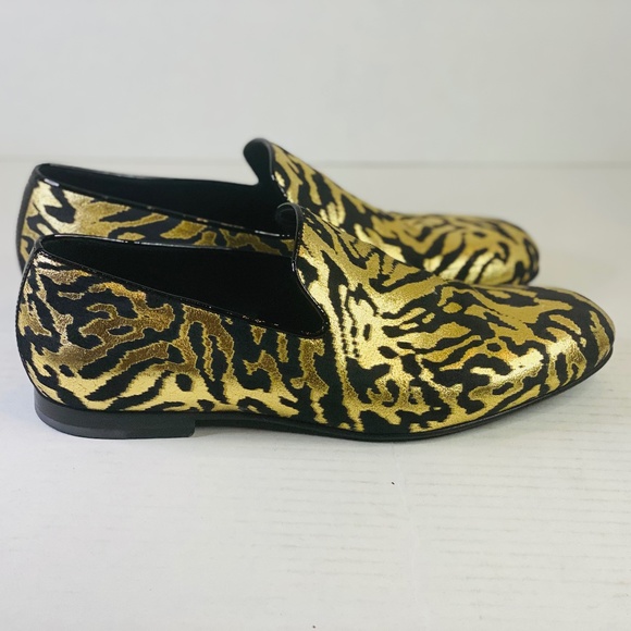 JIMMY CHOO GOLD & BLACK LOAFER SIZE 10 main image 2